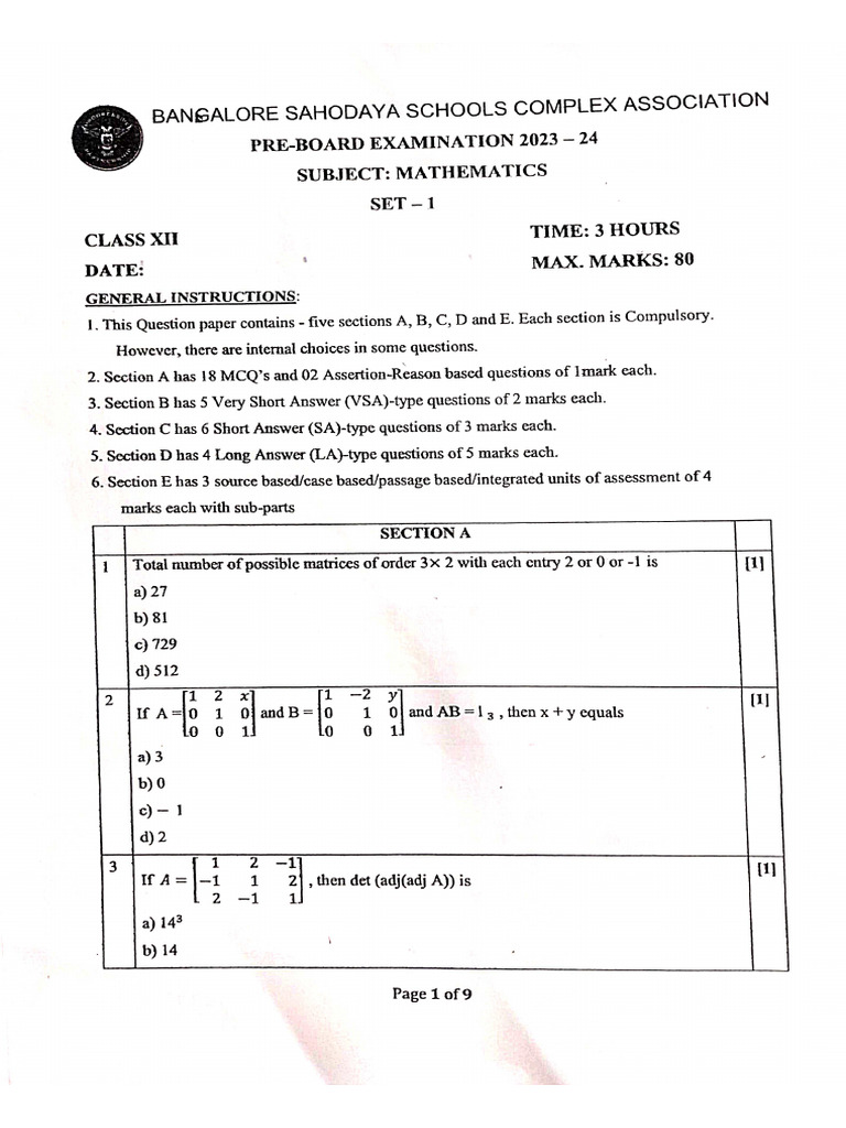 Sahodaya 2023-24 Set-1 QP&MS | PDF