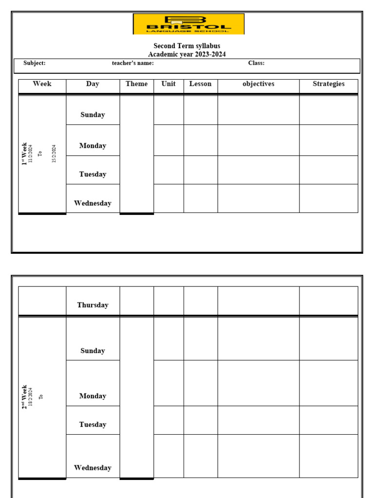 2023-2024 Second Term Syllabus | PDF