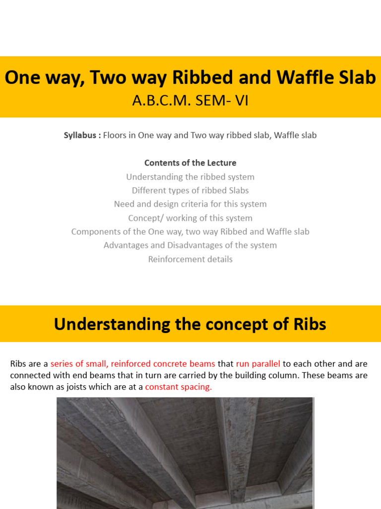 One Way, Two Way Ribbed and Waffle Slab: A.B.C.M. Sem-Vi | PDF | Beam ...