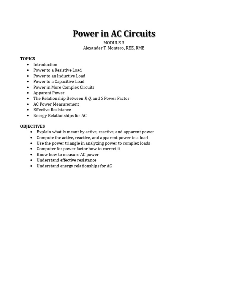 Understanding Power in AC Circuits | PDF | Ac Power | Electrical ...