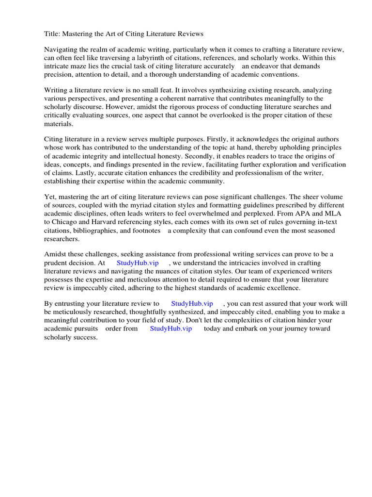 How to Cite Literature Review PDF Citation Apa Style