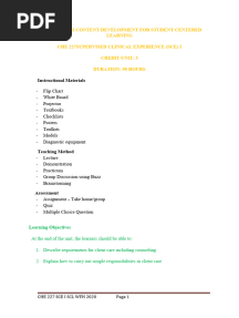 Che 227 Supervized Clinical Experience I-1