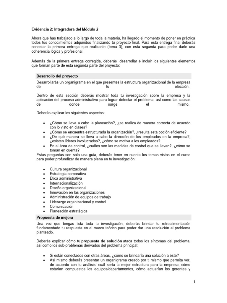 Evidencia 2 - Integradora Del Modulo 2 | PDF | Liderazgo | Business