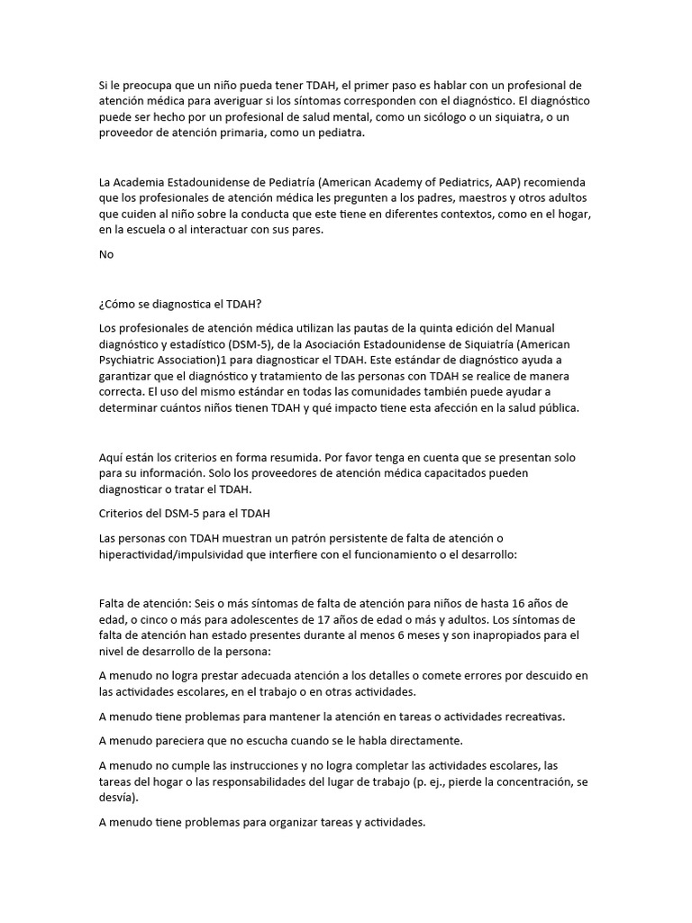 Documento | PDF | Desorden hiperactivo y deficit de atencion | Espectro ...