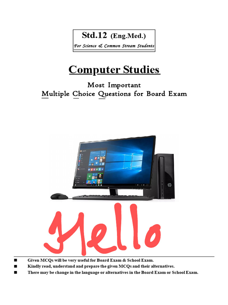 Computer - Chapter 1 To 13 - With Answer Key | PDF | Multiple Choice ...