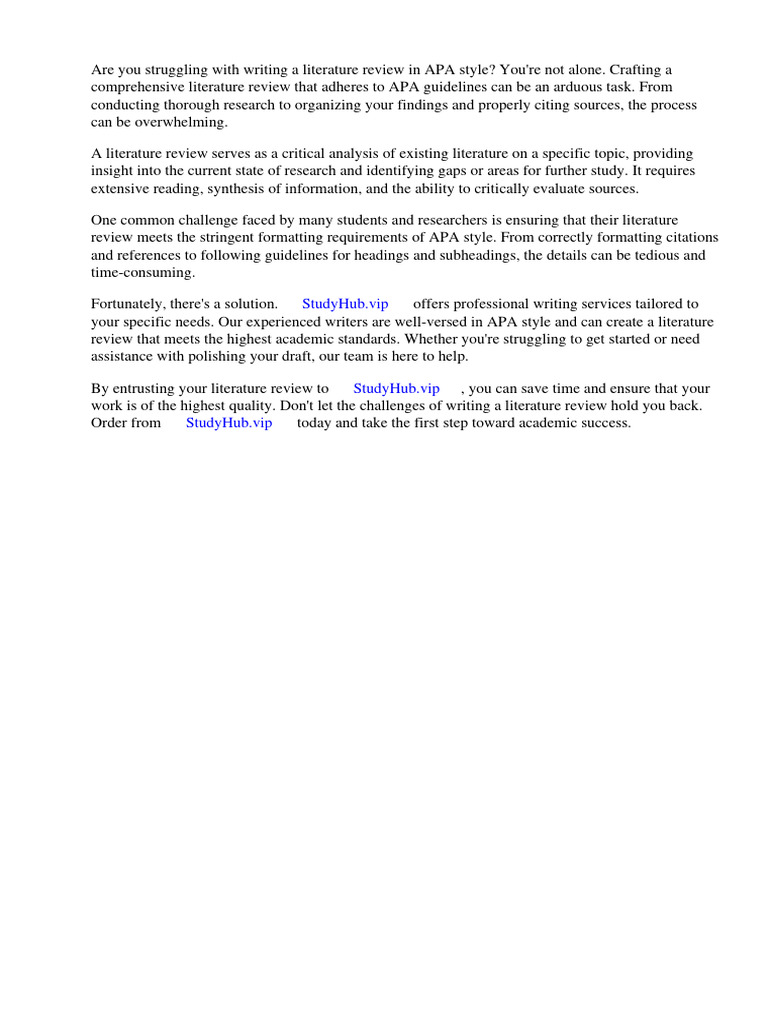 An Example of A Literature Review in Apa Style | PDF | Apa Style ...