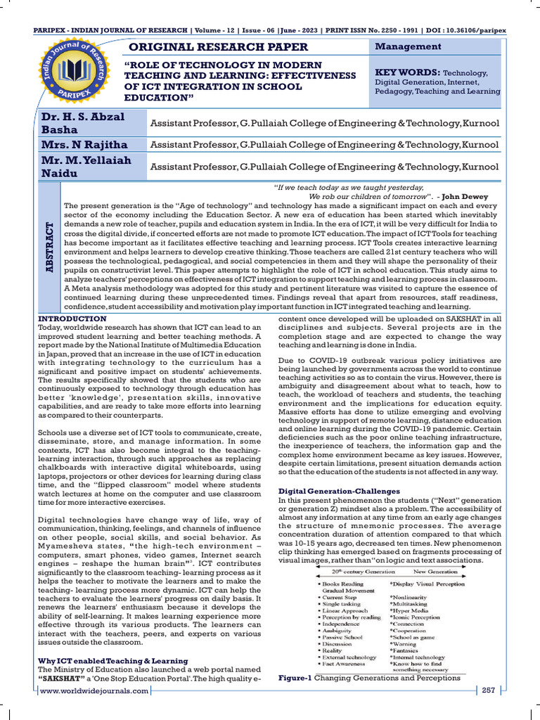 ICT's Role in Modern Education | PDF | Educational Technology | Learning