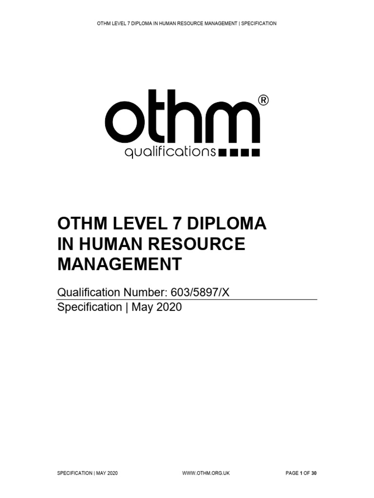 OTHM Level 7 HR Management Diploma | PDF | Human Resource Management ...