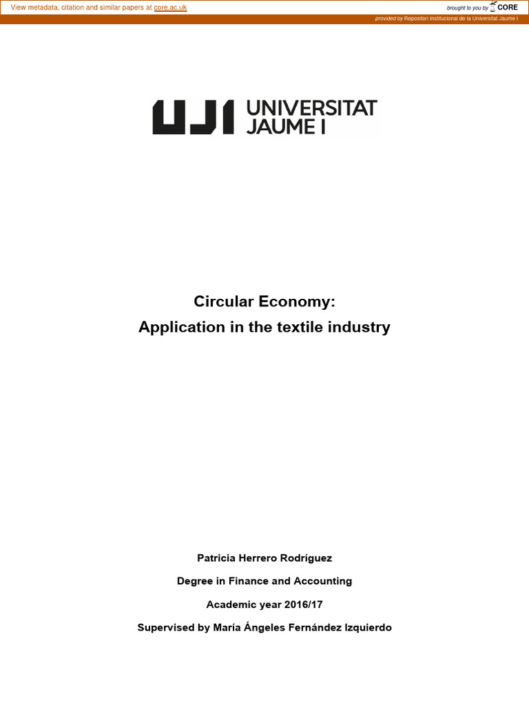 Circular Economy in Textile Industry | PDF | Cost Of Living ...