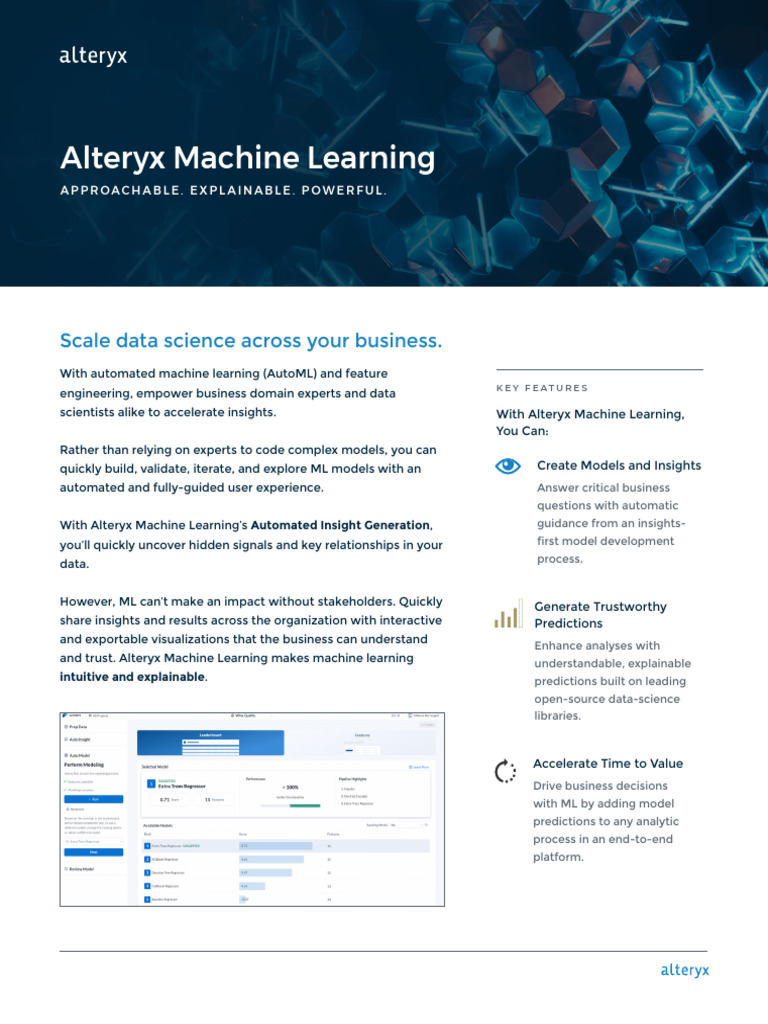 Alteryx Machine Learning Overview 2024 | PDF | Machine Learning | Analytics