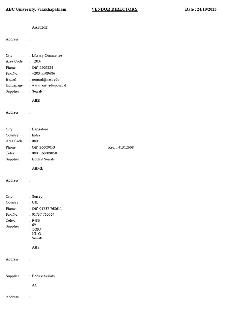 Vendors Directory Pdf Telecommunications Service Industries