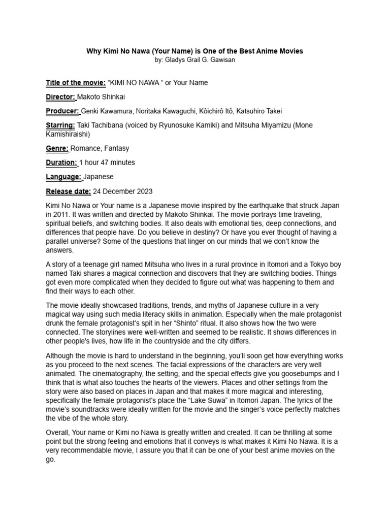 A Movie Review For Pdf