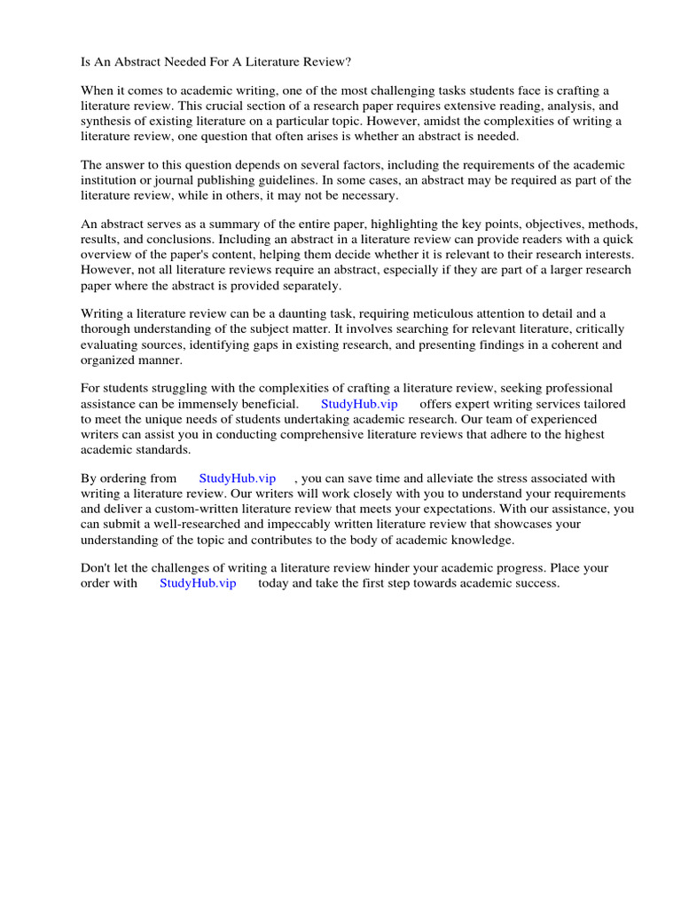 Is An Abstract Needed For A Literature Review | PDF | Abstract (Summary ...