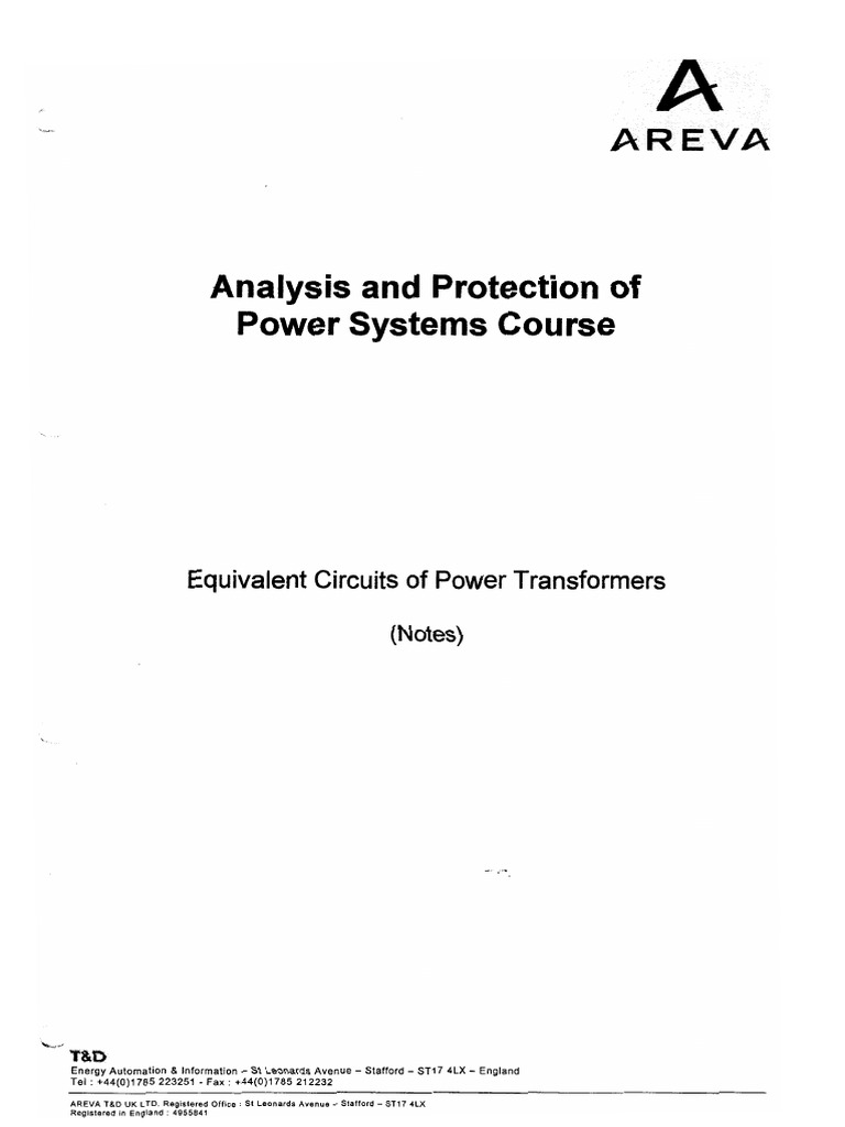 Equivalent Circuits of Power Transformers (Notes) | PDF