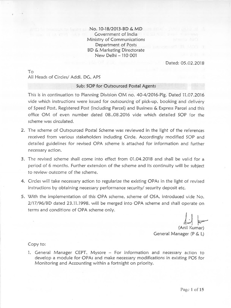 SOP For OPA | PDF