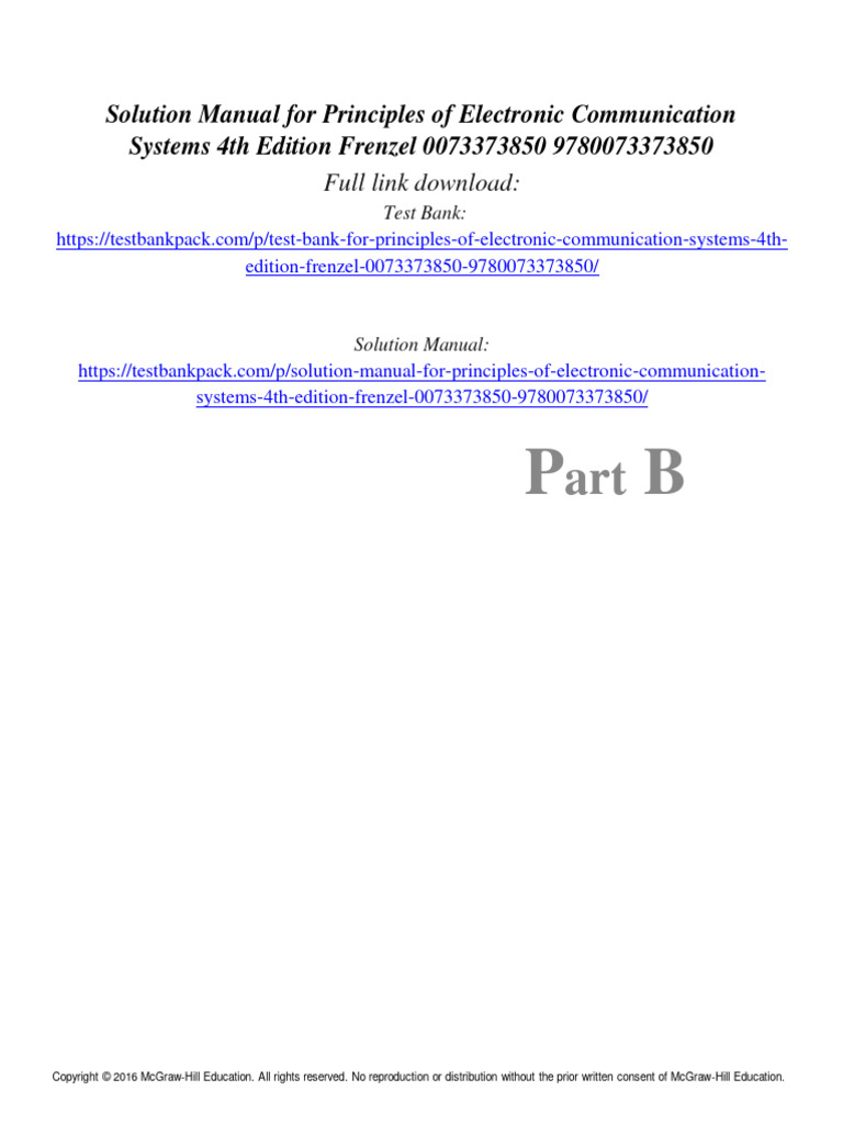 Solution Manual For Principles of Electronic Communication Systems 4Th Edition Frenzel