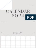 Gray White 2024 Calendar