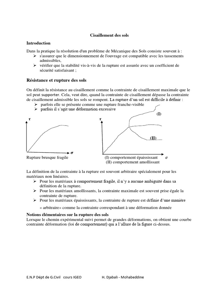 Résistance au cisaillement des sols | PDF | Élasticité (Physique ...