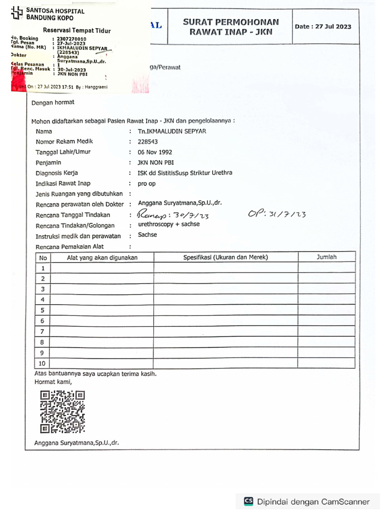 Surat Rawat Inap | PDF