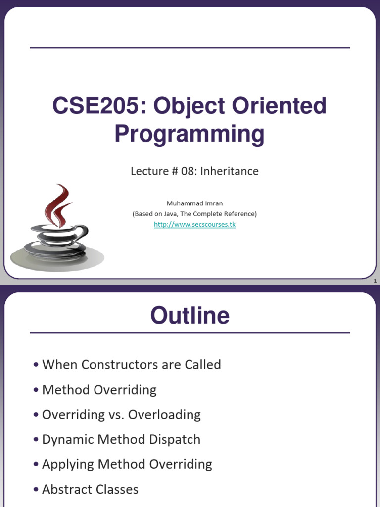 Lecture 08 - Inheritance 2 | PDF | Method (Computer Programming ...