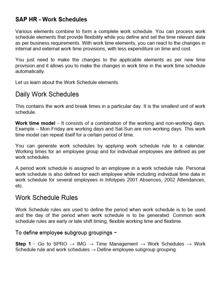 Work Schedules Afi