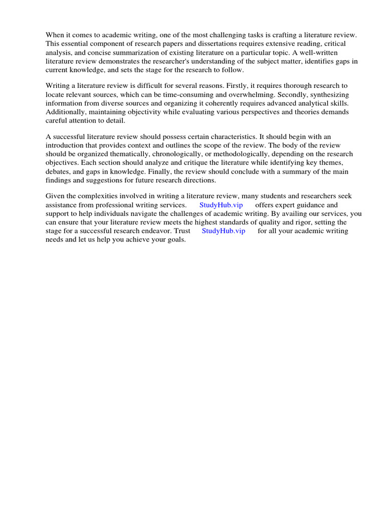 What Should A Literature Review Look Like | PDF | Literature Review ...