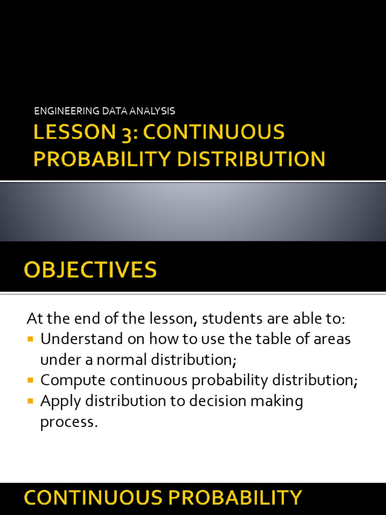 Lesson 3 Continuous Probability Distribution Pdf Normal