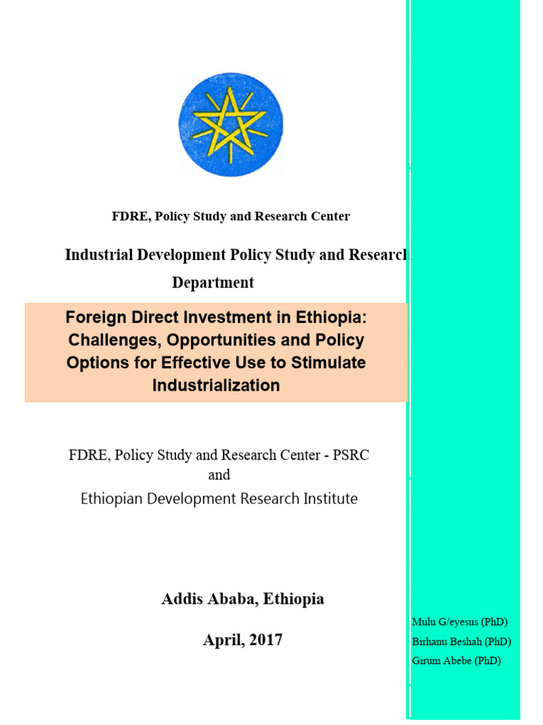 FDI in Ethiopia: Challenges and Opportunities | PDF | Foreign Direct ...