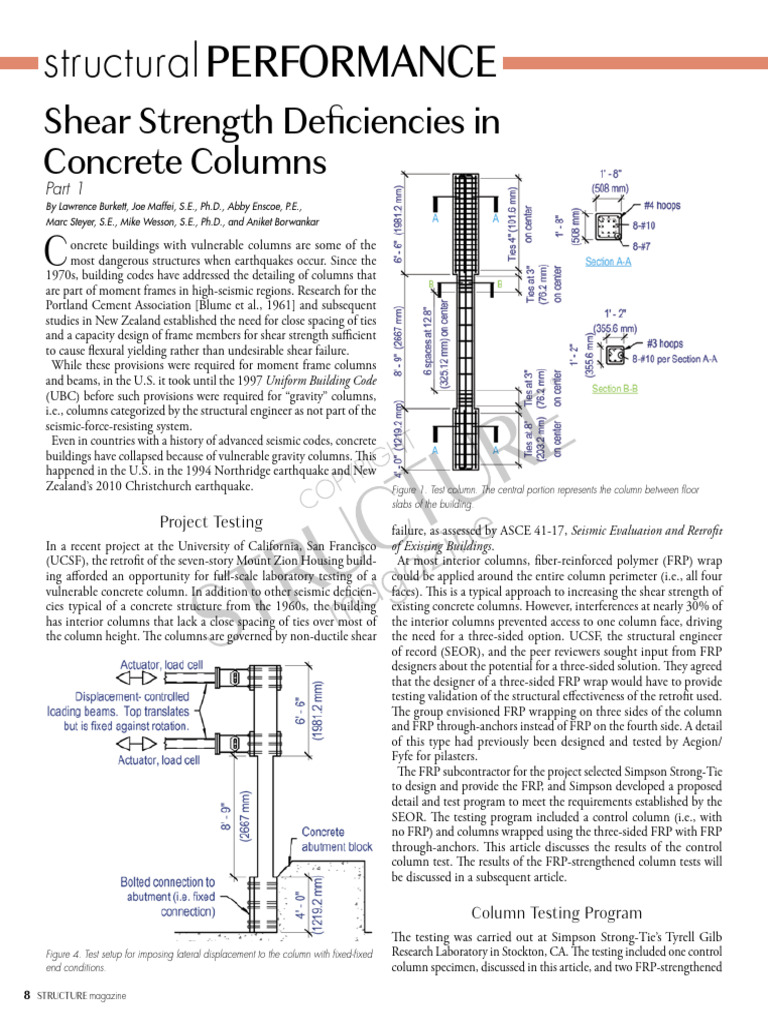 Column Shear Strenght Pdf Strength Of Materials Concrete