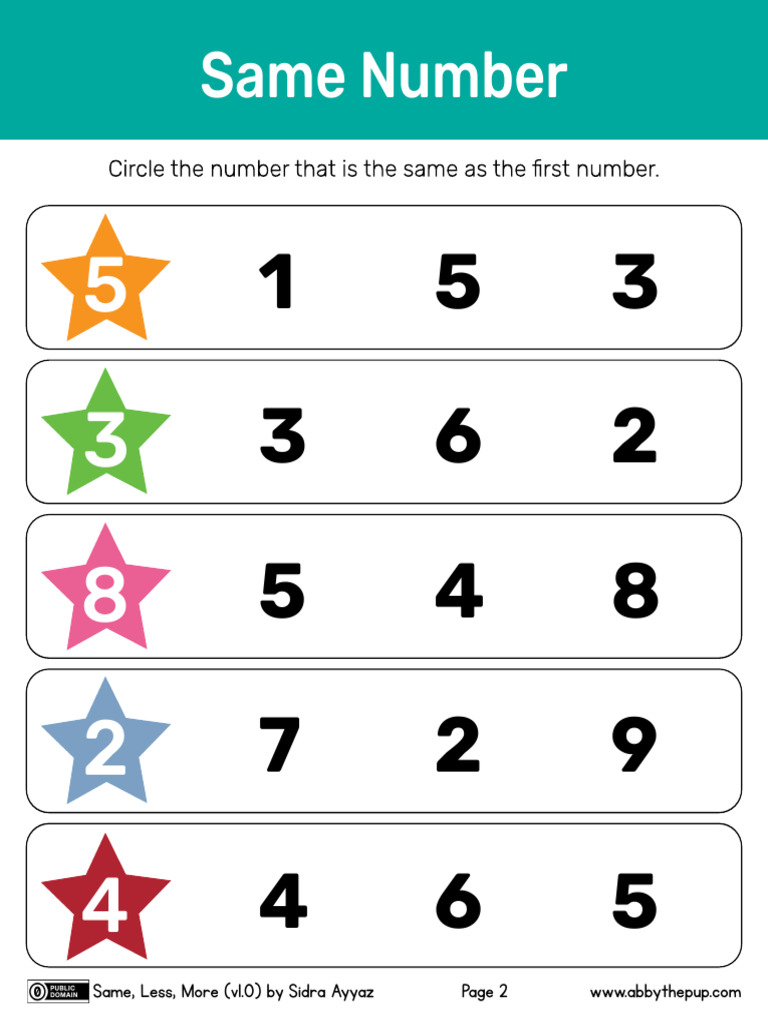 Same, Less, More Number Analysis | PDF