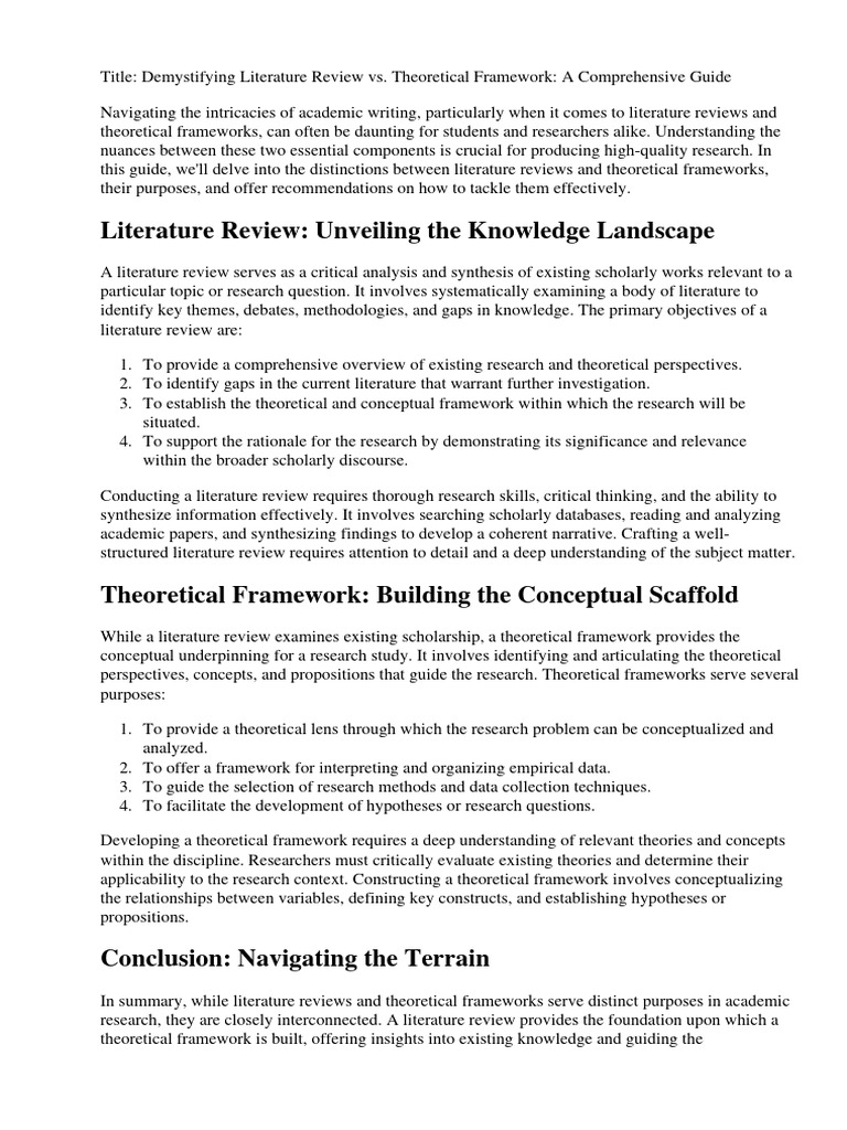 Empirical Literature Review Vs Theoretical Literature Review
