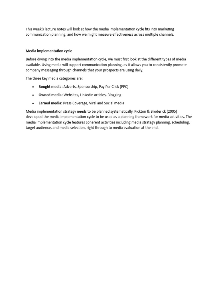 Media Implementation in Marketing Strategy | PDF | Target Audience ...