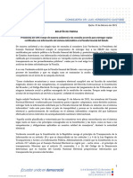 Boletín No.08.Presidenta Del CNE Rompe de Manera Unilateral y Sin Consulta Acuerdo para Entregar Copias Certificadas Con Información Del Sistema Informático A La FGE