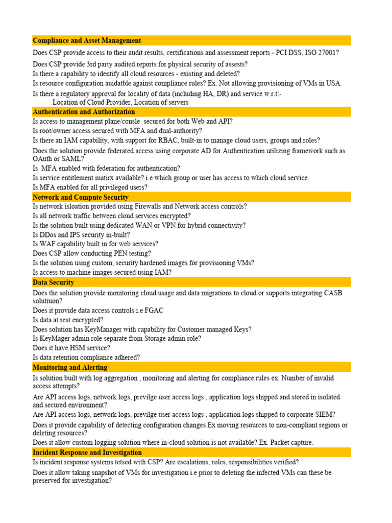 Cloud Security Checklist Pdf Cloud Computing Computer Network