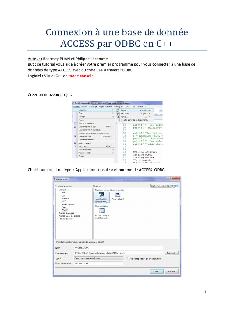 Connexion ODBC Access en C++ | PDF | Microsoft Access | C
