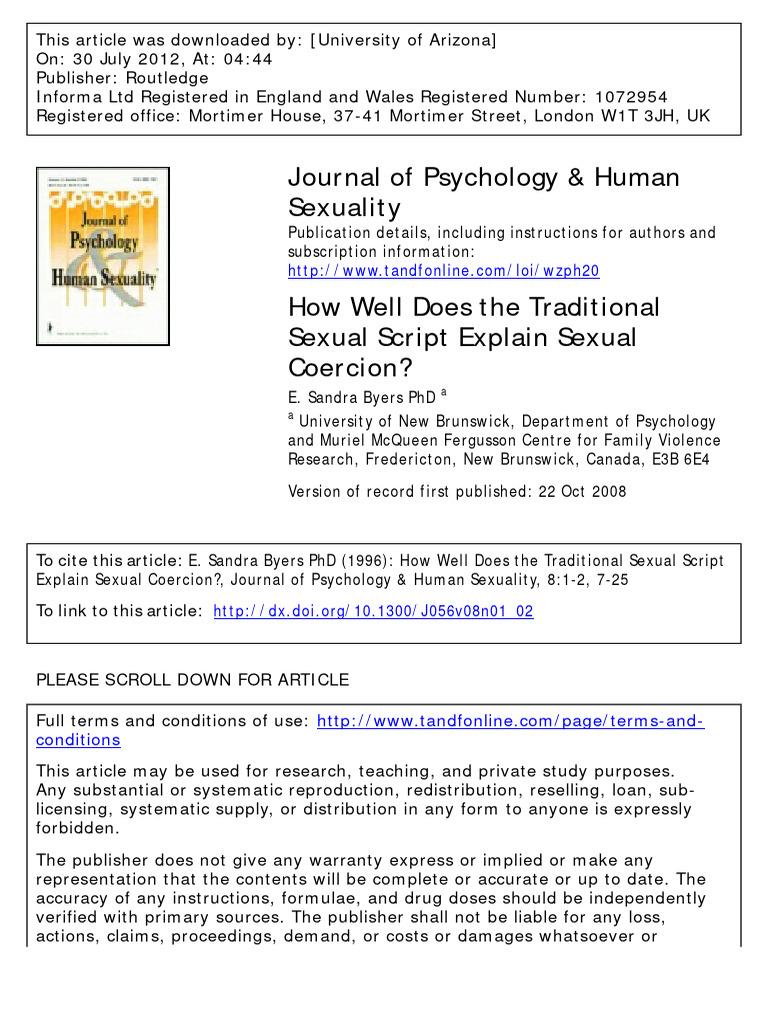 Byers 1996 | PDF | Human Sexual Activity | Gender Studies