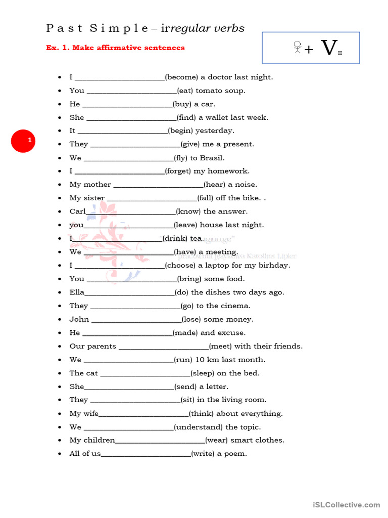 Past Simple Irregular Verbs Exercises | PDF