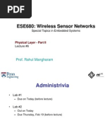 ESE680: Wireless Sensor Networks: Prof. Rahul Mangharam