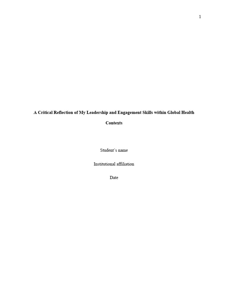 A Critical Reflection of My Leadership and Engagement Skills Within ...