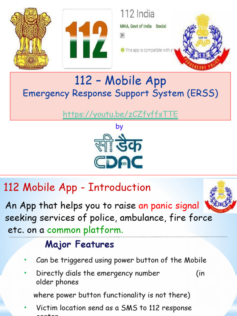 112 SOS - Awareness PPT - 13.09.2020 | PDF | Mobile App | Software
