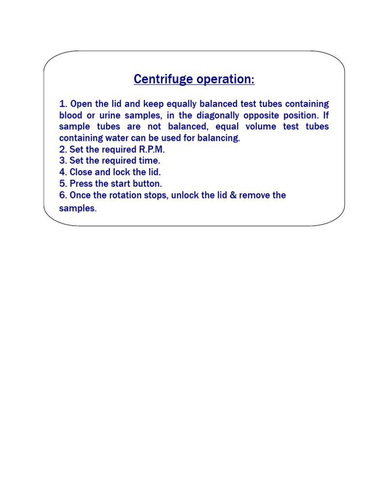 Centrifuge Operating Instructions PDF