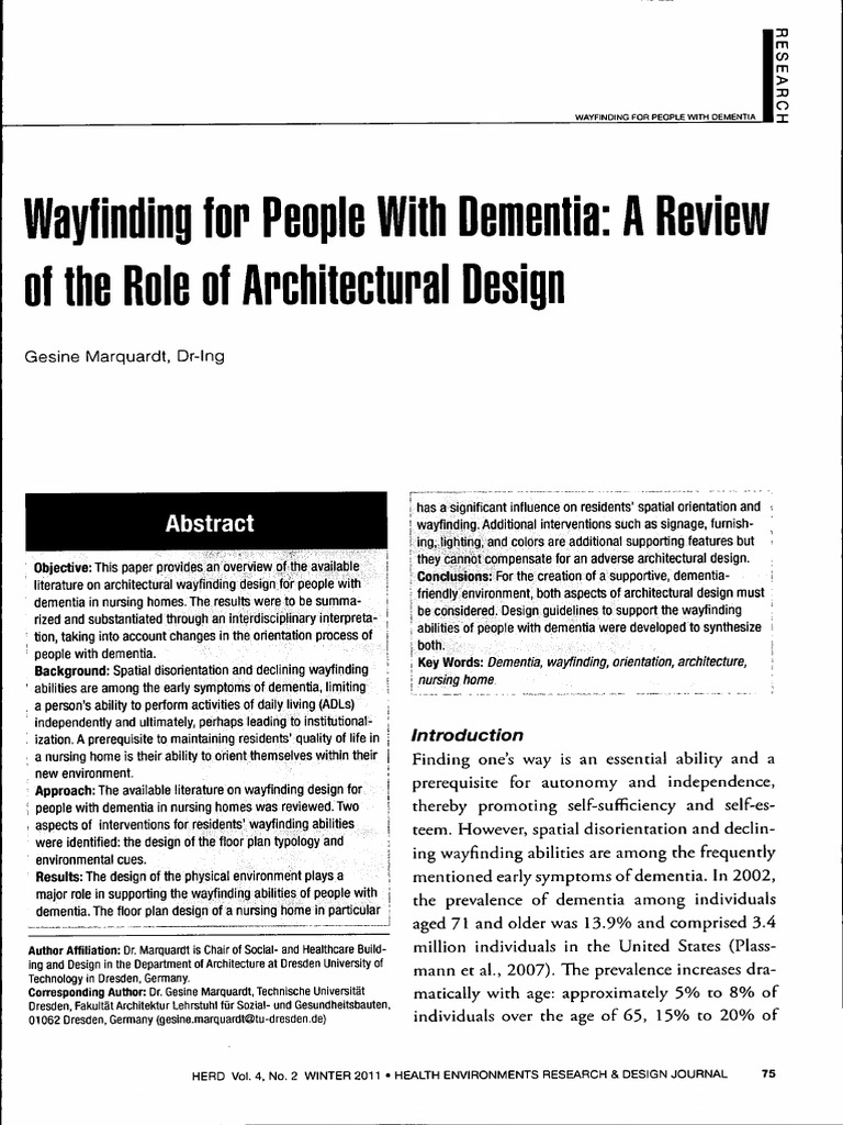 Wayfinding for people with dementia a review of the role of