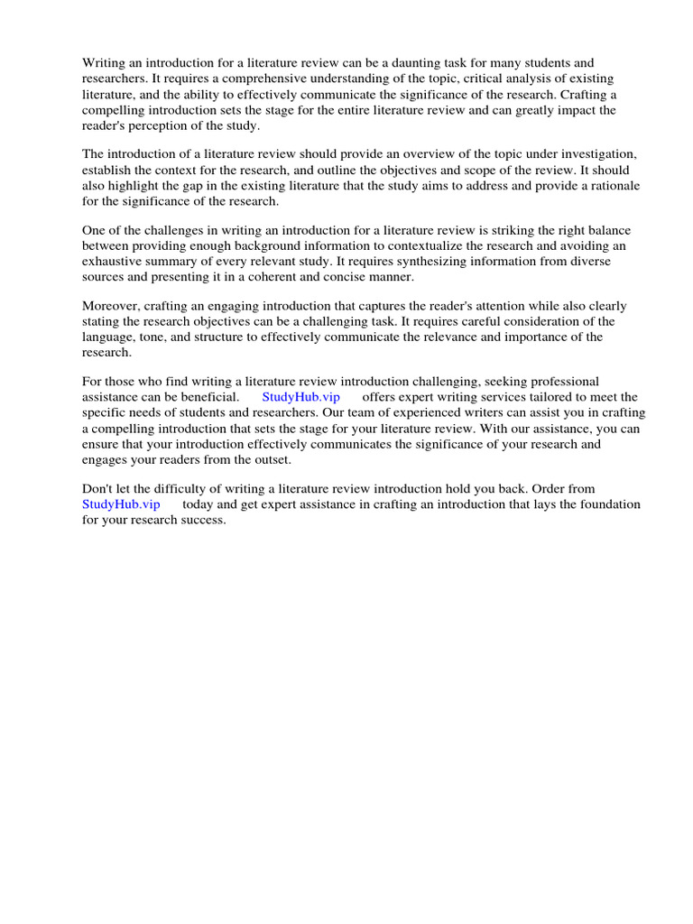 Writing an introduction of a literature review pdf essays methodology