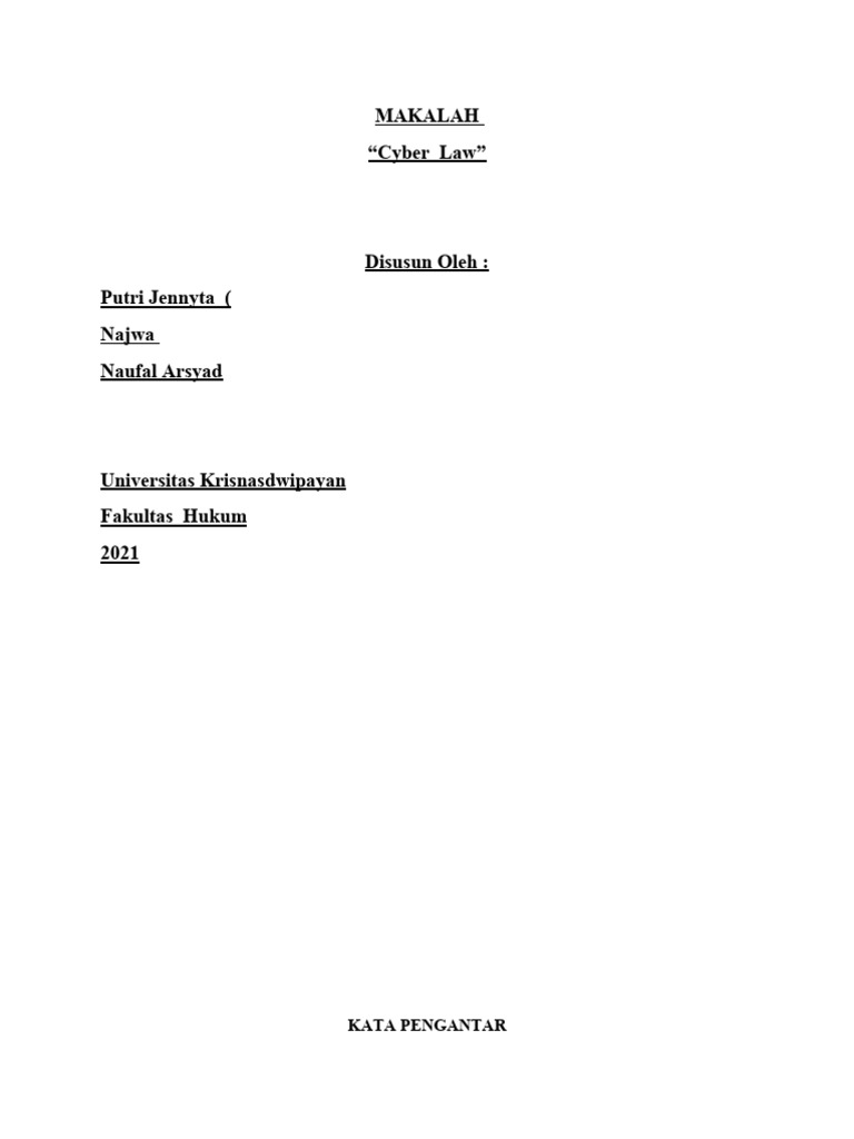 MAKALAH Cyber Law | PDF | Ilmu Sosial | Komputer