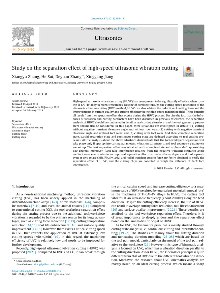 High-Speed Ultrasonic Vibration Cutting Analysis | PDF | Machining ...