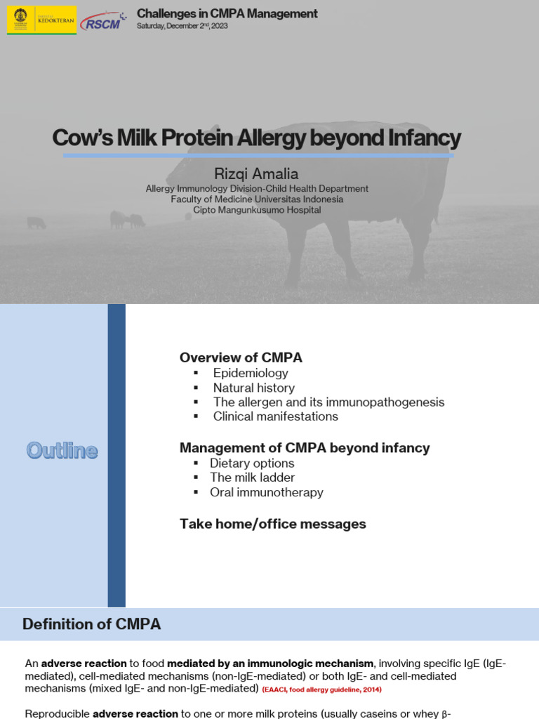 CMPA Management and Milk Ladder Guide | PDF | Allergy | Food Allergy