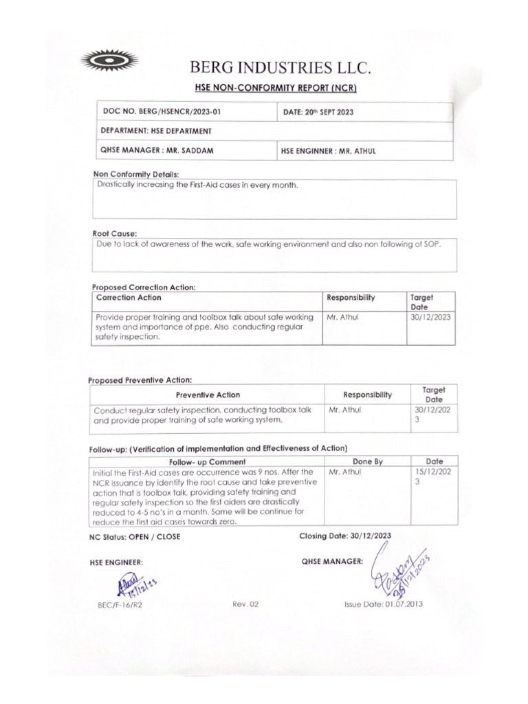 Berg Industries Llc. PDF