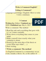 How To Write A Comment English