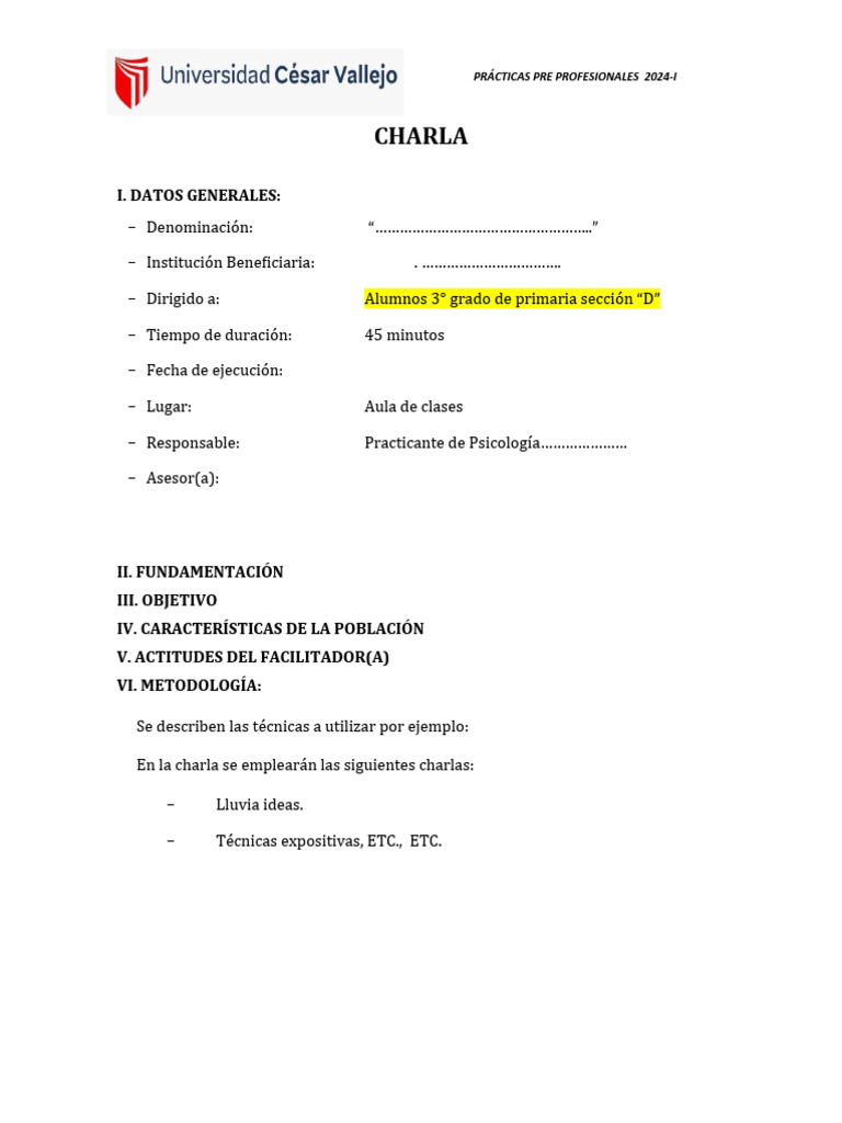 Esquema de Charla | PDF | Crecimiento personal y profesional | Negocios