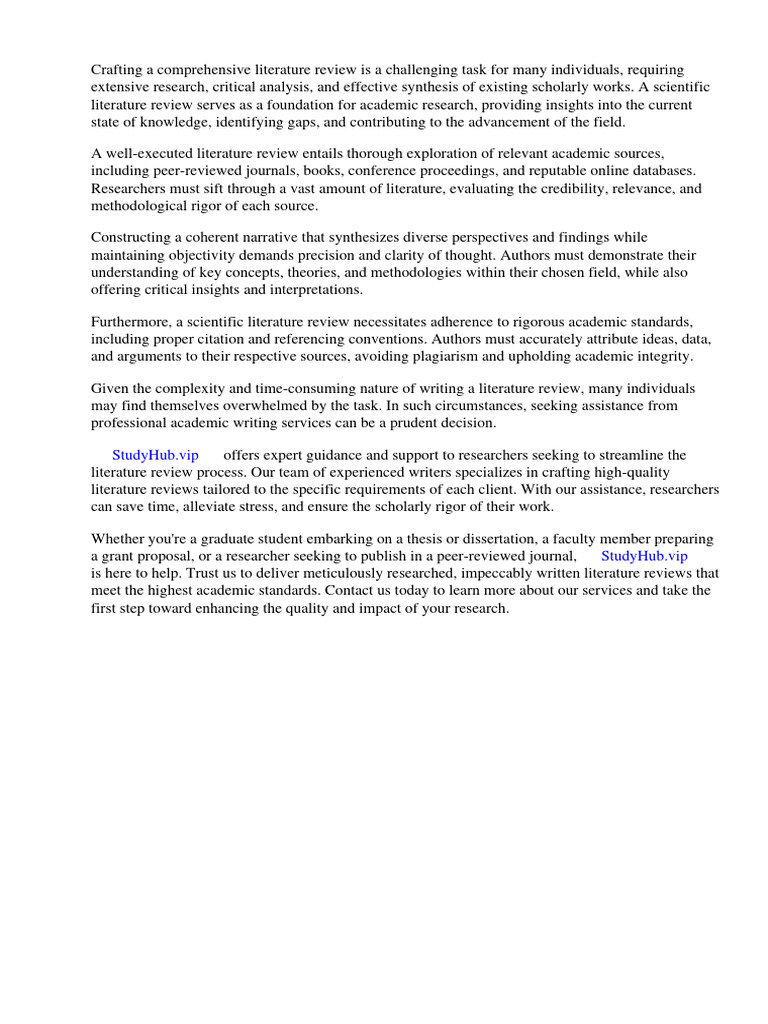 What does a scientific literature review look like pdf methodology